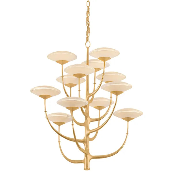 Pluro 12 Light Chandelier, Vintage Dorado Leaf fp7509686