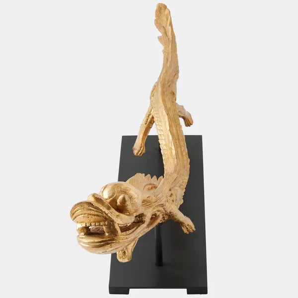 Dragon Sculpture on Stand, Dorado Leaf eh1178785