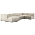 Langham Channeled 5 Piece Sectional w/Chaise, Nomad Snow ni4312304
